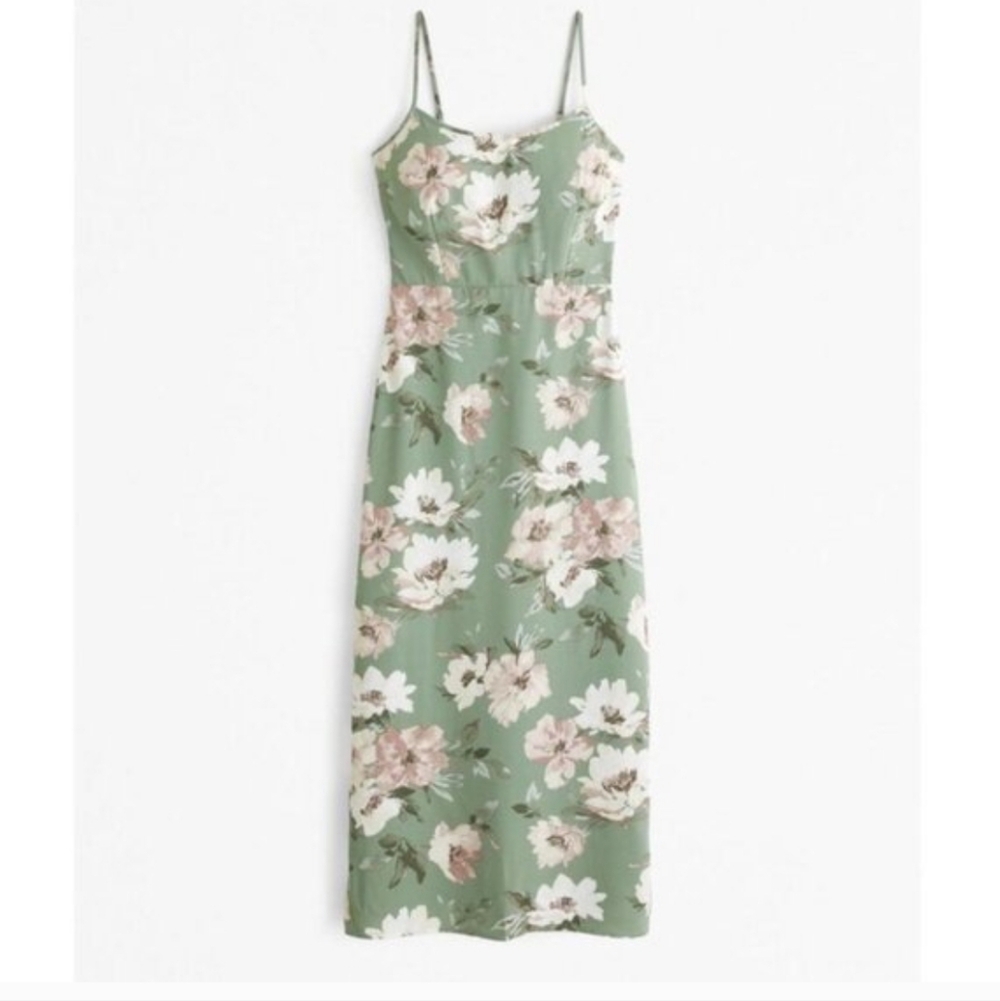 Scoopneck Slip Midi Dress in Sage Green